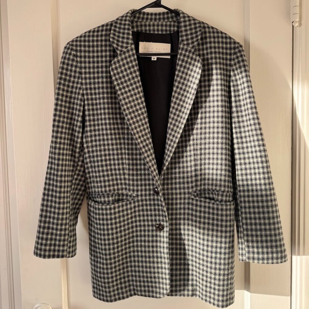 Vintage green plaid wool blazer jacket